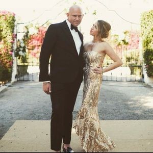 Gold embellished sequin gown size 6